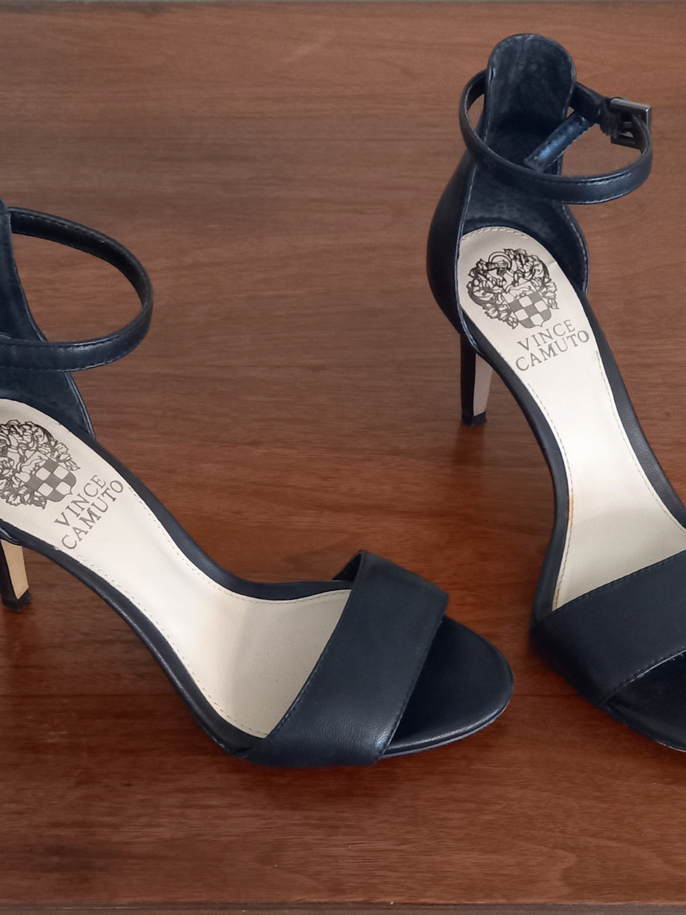 Vince Camuto Black Open-Toe Ankle Strap Heels